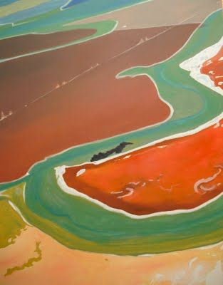 Margeaux Bucher : November 2009 San Francisco salt ponds painting. Ponds Painting, Aerial Views Landscape, Aerial Landscape, Map Quilt, Salt Ponds, Pond Painting, Nature Designs, Landscape Model, Aerial Images