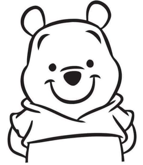 Easy To Draw Winnie The Pooh, Whiney The Pooh Drawings, Pooh Bear Outline, Winnie Pooh Drawing Easy, Simple Disney Character Drawings, Cute Drawing Ideas Easy Disney, Whinni Poo Drawing, Pooh Bear Drawing Easy, Disney Sketches Easy