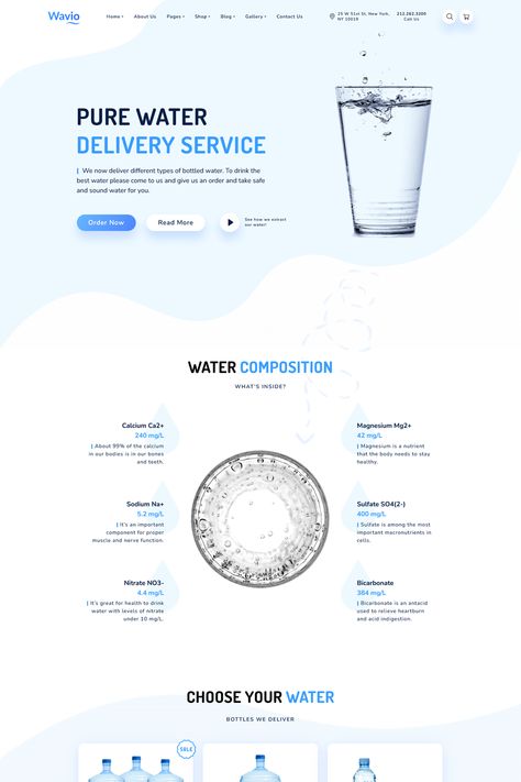 Wavio is the modern water delivery WordPress theme. This theme is ideally suited for a bottled drinking water delivery service, water filters & dispensers store, water business, aqua filters store, selling of pre-filled and bottled mineral drinking water. Water Website Design, Water Website, Website Styles, Water Presentation, Water Business, Save Water Poster, Water Delivery Service, Infographic Website, Graphic Designer Studio