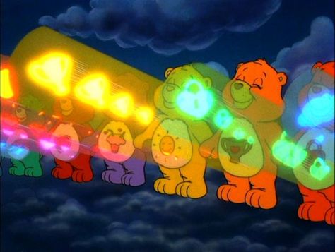 Care Bear Stare! Old Care Bears, Care Bear Stare, Care Bear Tattoos, 80s Pop Culture, Care Bears Cousins, Sending Good Vibes, Staring At You, Rainbow Aesthetic, 80s Cartoons