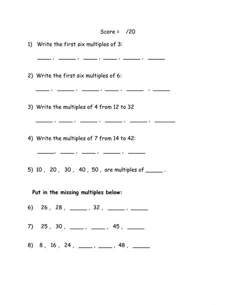 Factors And Multiples Worksheet, Multiples Worksheet, Factors Worksheet, Finding Factors, Digraphs Worksheets, Common Multiples, Factors And Multiples, Greatest Common Factors, Letter Blends