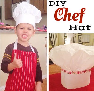 Here is a quick tutorial on this adorable chef hat. I made these last year for our Valentine Sweet Shop Party.  These are great for a kids ... Chef Hat Craft, Diy Chef Hat, Sweet Shop Party, Baker Outfit, Paper Chef Hats, Chef Dress, Chef Hats For Kids, Chef Costume, Kid Chef