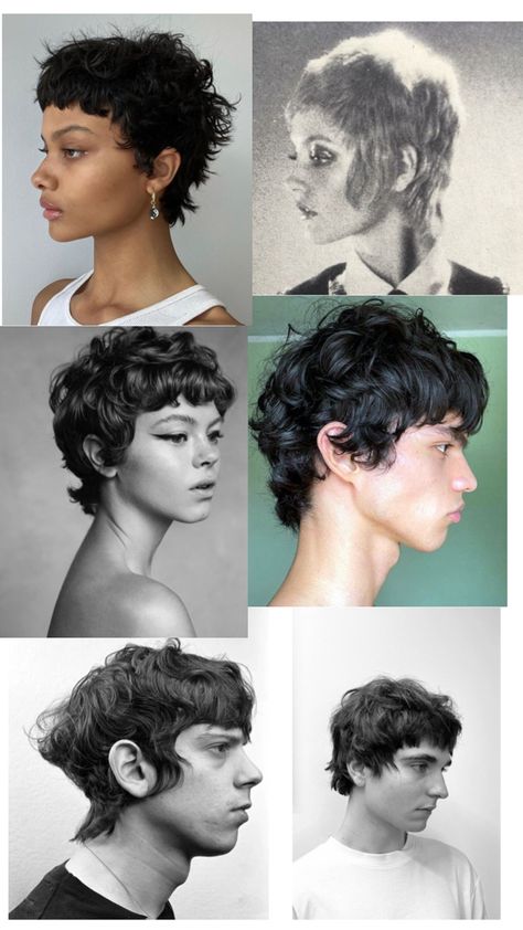 Inspiration for a mid length wavy curly mod haircut Mod Haircut, Mid Haircuts, Mod Cut, Mod Hair, Haircut Inspo, Hair Inspiration Short, Big Chop, Curly Hair Cuts, Makeup Nails