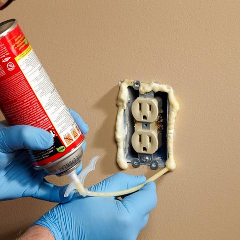 Foam Outlet Insulation Stops Cold Air Coming Through Electrical Outlets Ceiling Leak, House Rehab, Fall Maintenance, Handyman Business, House Maintenance, Home Maintenance Checklist, House Tips, Cleaning Tricks, Spray Foam