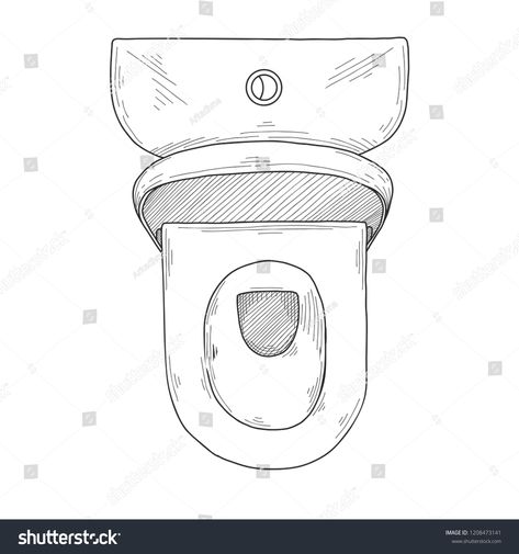 Sketch of toilet bowl isolated on white background. Vector #Ad , #Ad, #bowl#toilet#Sketch#isolated Toilet Bowl Drawing, Toilet Sketch, Toilet Drawing, Aesthetic Bathroom, Small Toilet, Bathroom Paint Colors, Bathroom Wallpaper, Sketches Easy, Toilet Bowl