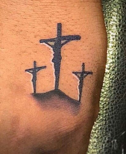 Tattoos For Christians Men, Connect Tattoo Ideas, Est Tattoos For Men, 3 Cross Tattoos For Men, 3 Crosses Tattoo Men, Three Crosses Tattoo Design, Crucifixion Tattoo, Jesus Cross Tattoo, 3 Crosses Tattoo