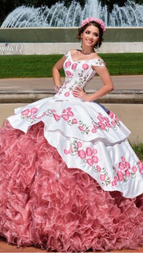 Quince Charro Dresses, Charra Quinceanera Dresses, Charro Dress, Quinceanera Dresses Mexican, Vestido Charro, Xv Dresses, Quinceanera Pink, Mexican Quinceanera Dresses, Quinceanera Themes Dresses