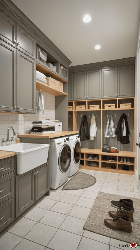 10 Laundry Room Ideas for Every Style and Space - I Luve It Barndominium Mudroom Laundry Room, Laundry Room Design Luxury, Large Laundry Mud Room Ideas, Utility Mud Room Ideas, Laundry Room And Storage Room Combo, Laundry Room Blueprint, Mud And Laundry Room Combo, Laundry Mud Room Ideas Off Garage, Modern Laundry Rooms Luxury