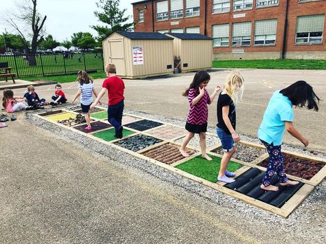 Darla Myers on Instagram: “It’s getting warm enough to use the sensory path barefoot again! 🙌🏻🙌🏻” Sensory Park Ideas, Sensory Trail Outdoor, Sensory Park, Sensory Playground, School Landscape, Kids Outdoor Playground, Sensory Path, Toddler Playground, Barefoot In The Park