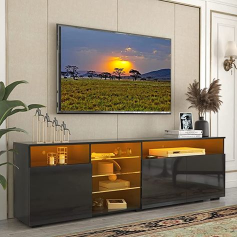 85 Inch Tv, Living Room Gaming, Room Gaming, Different Home Decor Styles, Modern Tv Cabinet, Led Tv Stand, Media Console Table, Modern Entertainment Center, Wood Tv Cabinet