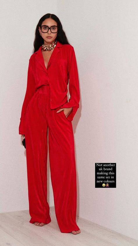 All Red Outfit Women, Melanin And Mimosas Brunch, Glamorous Aesthetic Outfit, Easy Monochromatic Outfit, Red White And Pink Outfit, Burnt Orange Shirt Outfit Work, Red Outfit Fall 2023, Red Comfy Outfit Aesthetic, The Yusufs 2023