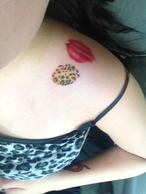 Tattoo number 5. Gia's lips are the cheetah print one. And Tonys (my husband) are the red ones. I got Gia (from bgc season 8) lips tattooed on me bc I loved her since day one and continue to love her. And I got Tony's bc I love his kisses and wanted them on me forever! Bgc Tattoo, Cheetah Print Tattoos, Inner Lip Tattoo, Kiss Tattoo, Tattoo Number, Kiss Tattoos, The Cheetah, Lip Tattoos, Badass Tattoos