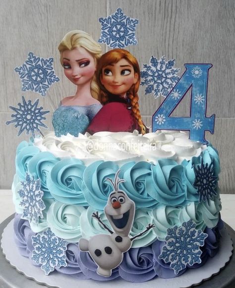 Frozen Front Door Decor, Frozen Cake With Topper, Frozen Birthday Cake And Cupcakes, Elsa 3rd Birthday Cake, Frozen Princess Birthday Cake, Frozen 2nd Birthday Cake, Elsa Themed Cake, Elsa Birthday Party Cake, Simple Elsa Cake