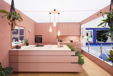 Blush Kitchen, Colored Kitchen, Herb Wall, Herb Gardening, Little Greene Paint, Kitchen Interior Design Modern, New Interior Design, Grand Designs, Little Greene