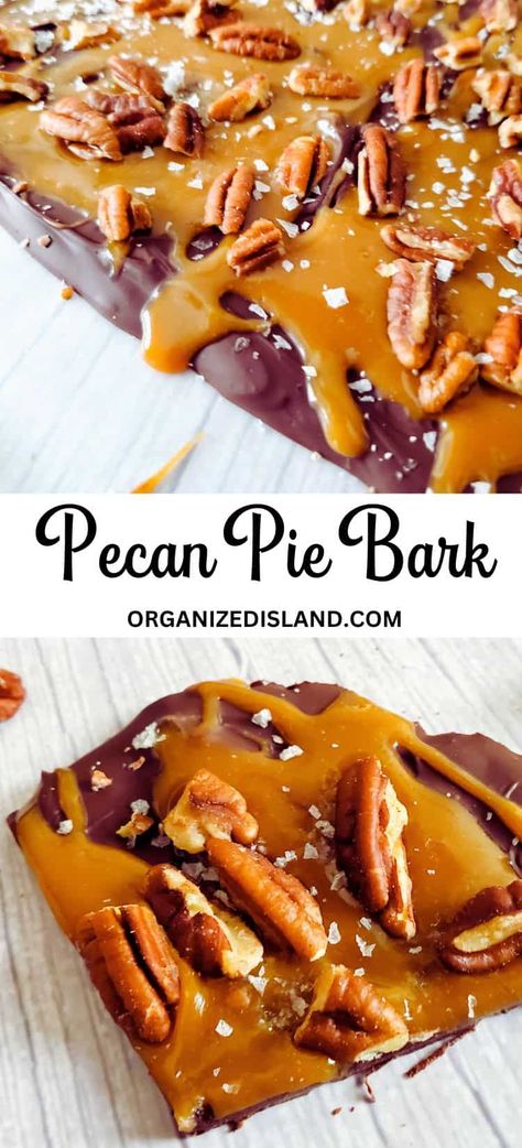 Chocolate Pecan Caramels, Fall Bark Candy, Candy Bark Recipes Easy, Thanksgiving Candy Recipes, Fall Bark Recipes, Fall Candy Ideas, Fall Candy Recipes, Praline Pecans Recipe Easy, Thanksgiving Candy Treats