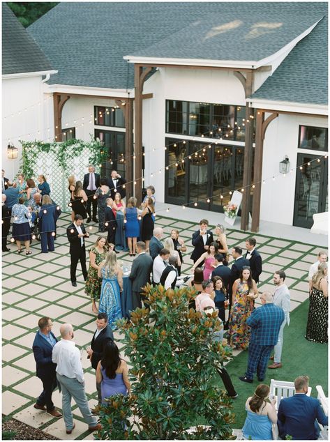 guests mingle on patio outside The Bradford during summer cocktail hour | A Summer Wedding at The Bradford outside Raleigh NC photogprahed by North Carolina wedding photographer Demi Mabry. Micro Wedding North Carolina, The Bradford Nc Wedding, Charlotte North Carolina Wedding Venues, Wilmington North Carolina Beach, North Carolina Wedding Venues, Beaufort Hotel Nc Wedding, Beach Wedding Reception, Wilmington North Carolina, Southern Garden