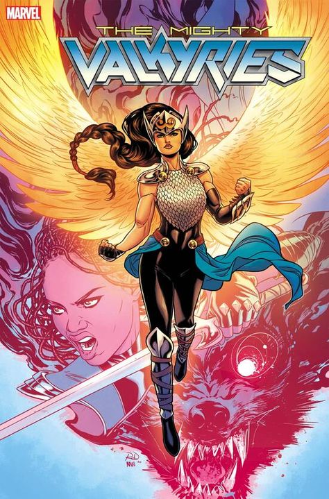 Prepare for 'The Mighty Valkyries' Arrival with a Vibrant Variant Cover by Russell Dauterman | Marvel Marvel Valkyrie, Valkyrie Comic, Dc Variant Covers, Jane Foster, Wonder Woman Comic Cover, Fantastic Four Comic Covers, Thor Comic Cover, Thor Comic, Wonder Woman Variant Cover