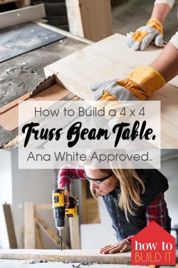 Diy Truss, Truss Beam Table, Beam Table, Diy Dining Room Table, Finish Carpentry, White Console Table, Diy Dining Room, White Storage, Table Diy