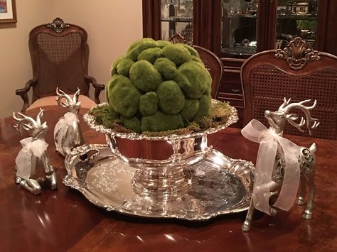 Trifle Bowl, Moss Balls, Silver Bowl, Punch Bowls, Spring Season, Christmas Centerpieces, Christmas Love, High Tea, Punch Bowl