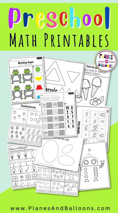 Free printable preschool math activities, worksheets, and games. Fun math printables for preschoolers in the classroom or at home. Homeschool preschool activities. Math worksheets for pre-k. Math printables for 3 and 4 year olds. Pre K Math Worksheets Free Printables, Toddler Worksheets Printable Free, Math Preschool Worksheets, Simple Math Worksheets, Preschoolers Worksheets, Free Preschool Printables Alphabet, Prek Printables, Preschool Math Activities, Worksheets For Toddlers