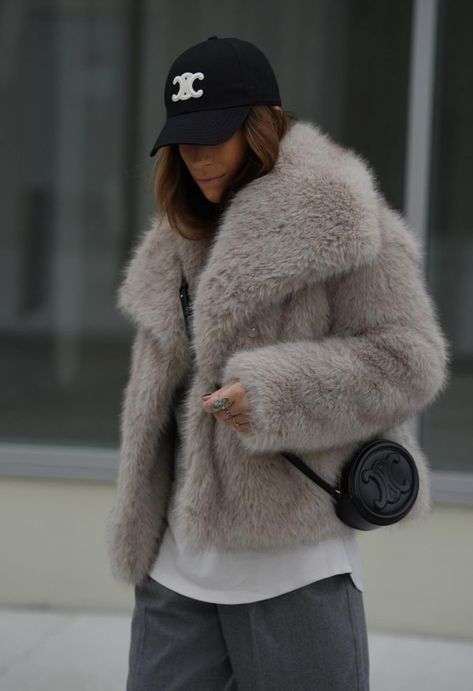 White faux fur jacket