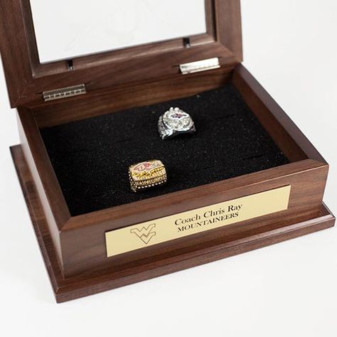 Championship Ring Box for Sports Rings - Custom Engraved - Made in the USA Championship Ring Display Ideas, Championship Ring Display, Ring Display Case, Baseball Ring, Engraved Name Plates, Ring Display, Acrylic Ring, Championship Rings, Personalized Baseballs