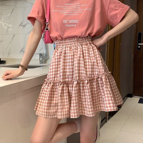 Preppy Style Casual, Skirts Y2k, Picnic Vibes, Pink Plaid Skirt, Womens Pleated Skirt, Skirts Summer, Gingham Skirt, Gingham Shorts, Y2k Preppy