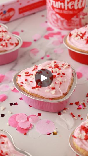 Mini Cakes Valentines Day, Valentines Day Dessert Box Ideas, Mini Heart Cake, Mini Valentine Cakes, Cupcakes San Valentin, Heart Cake Pan, Funfetti Frosting, Heart Shaped Cake Pan, Valentine Goodies