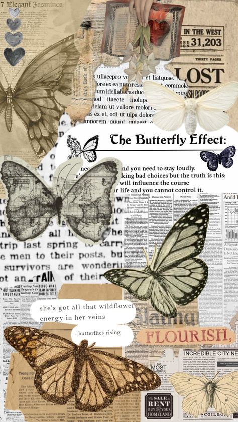 #butterflies #newspaper Scrapbook Paper Designs, Newspaper Background, Stylist Tattoos, Butterfly Effect, Can Crafts, Cute Backgrounds, Backgrounds Desktop, Aesthetic Backgrounds, Quote Aesthetic