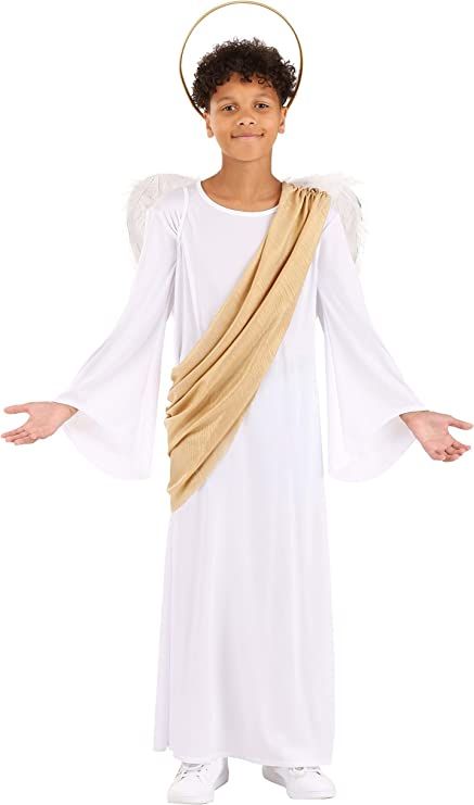 Angel Costume Nativity, Simple Angel Costume Diy, Boy Angel Costume, Boys Angel Costume, Toddler Angel Costume, Kids Angel Costume, Angel Costumes, Nativity Play, Nativity Costumes