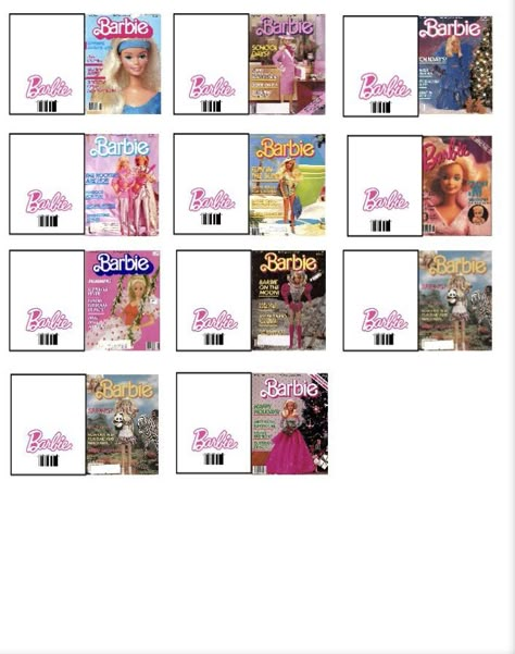 The Barbie Magazine Covers Are Lined Up On Each Other's Back Side, And image and visual related images Barbie Miniatures Printables Free, Barbie Miniatures Diy, Mini Printables Dollhouse Miniatures, Barbie Printables My Froggy Stuff, Barbie Miniatures Printables, Miniature Printables Templates, Migues Miniatures, Diy Tiny Books, Mini Albümler