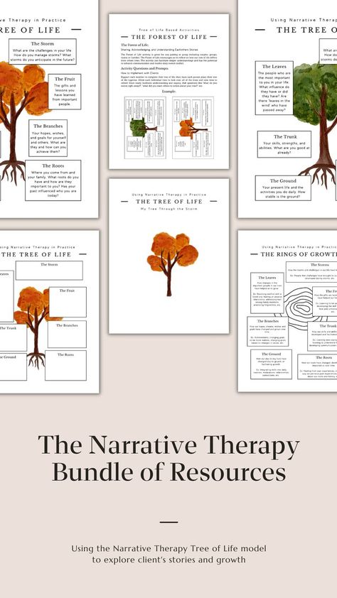 Tree Therapy Activity, Family Tree Therapy Activity, Narrative Therapy Activities, Narrative Therapy Questions, Narrative Therapy Tree Of Life, Tree Of Life Narrative Therapy, Narrative Tree Of Life, Mental Health Worker, Self Exploration