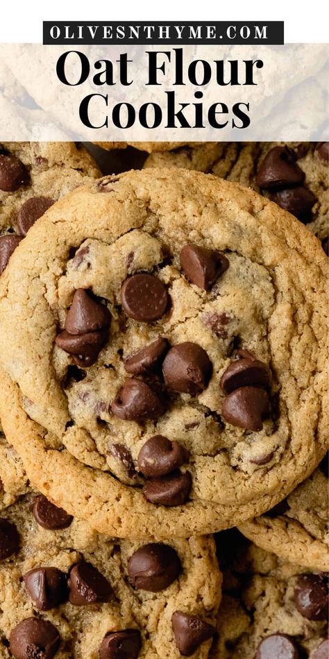 Oat Flour Baked Goods, Oatmeal Flour Chocolate Chip Cookies, Oat Flour Protein Cookies, Oat Flour Chocolate Chip Cookies Healthy, Desserts With Oat Flour, Chocolate Chip Cookies With Oat Flour, Keto Oat Flour Recipes, Cookies Made With Oat Flour, Gluten Free Oat Flour Cookies