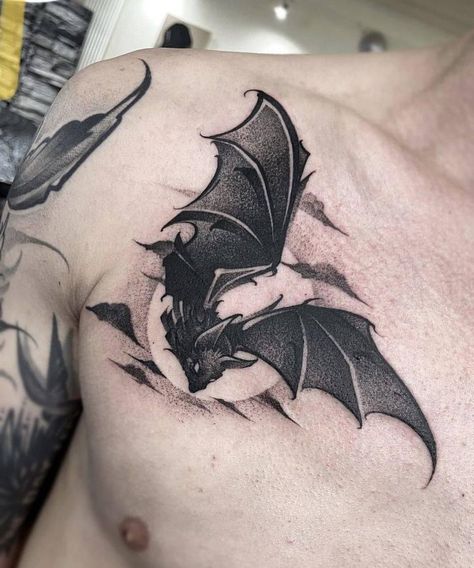 Rip Tattoos For Mom, Bats Tattoo Design, Vampire Tattoo, Feminine Skull Tattoos, Feminine Tattoo Sleeves, Goth Tattoo, Bat Tattoo, Creepy Tattoos, Gaming Tattoo