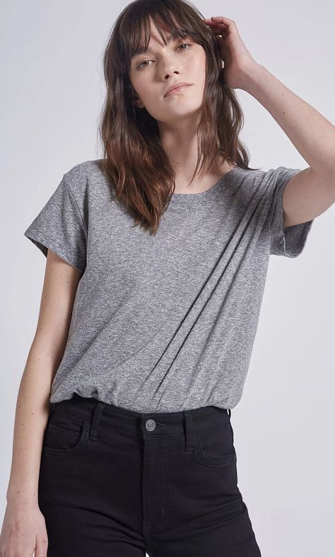 Current Elliott Relaxed Crew Denim Branding, Chambray Shirt, Fall Fashion Trends, Clothing Labels, Crop Tee, Heather Grey, New Arrivals, Autumn Fashion, Short Sleeves