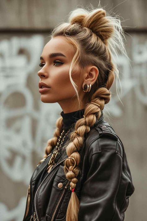 58 Women's Hairstyles that Elevate the Ponytail Look with Bubble Braids (Concept Design) - StileStack Bubble Mohawk Ponytail, Rock Festival Hair, Cassie Wedding, John Summit, Classic Ponytail, Two Ponytail Hairstyles, High Bun Hair, Chic Ponytail, Bun Tutorials