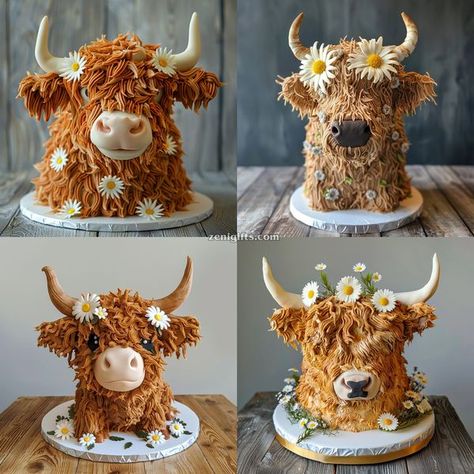 Highland Cow Cake Tutorial, Highland Cow Cake, Glamorous Wedding Cakes, Cow Birthday Cake, Cow Cake, Cow Stuff, Cowgirl Baby Showers, Cow Cakes, Cow Wallpaper