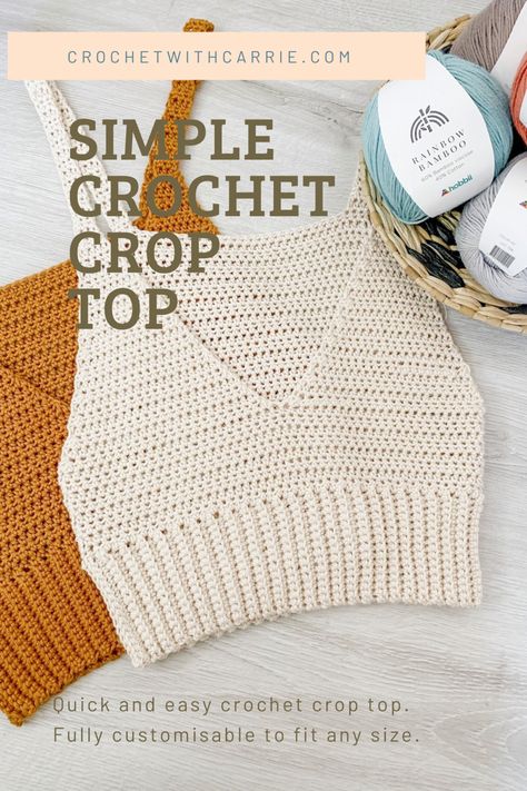 Crochet crop top pattern Simpul Makrame, Crochet Crop Top Pattern, Confection Au Crochet, Crochet Tops Free Patterns, Simple Crochet, Crochet Design Pattern, Beginner Crochet Projects, Crochet Clutch, Crochet Simple