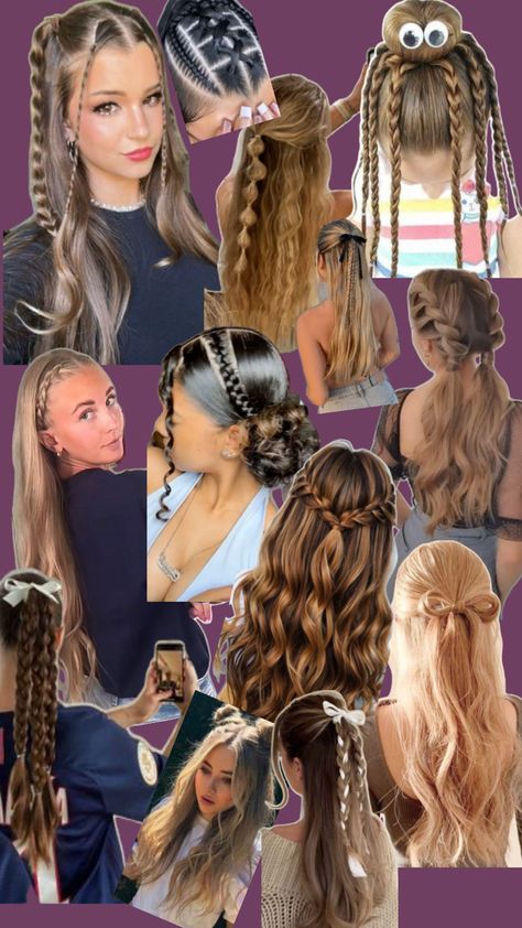 Inspo for cute girl hairstyles The Cutest Hairstyles, Cute Hairstyles Up For School, Hairstyles For Pigtails, Cute Hairstyles For White Women, Cute Girl Hairstyles For Middle School, Cute Photoshoot Hairstyles, Hairstyles For Fall Pictures, Hairstyles For White Girl Hair, Hairstyles For Hoodies For Women