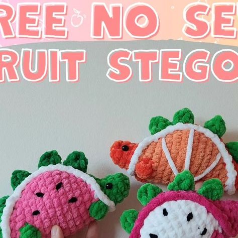 Nooks Hooks on Instagram: "Time for another stego pattern set! The pdf version of this pattern set can be found on my etsy for under 2 euros! 😍 These are so easy to make and COMPLETELY NO-SEW! Honestly once you go no-sew, you never go back! Enjoy!! #cute #crochet #amigurumi #nosew #handmade #nosewpattern #pattern #crochetpattern #fruit" Crochet No Sew Free Pattern, Cute Animal Crochet Pattern Free, Crochet Amigurumi Free Patterns No Sew, Low Sew Crochet Amigurumi, No Sew Free Crochet Pattern, Crochet No Sew Amigurumi Free Pattern, No Sew Crochet Patterns Free, Free No Sew Crochet Patterns, No Sew Amigurumi Free Pattern