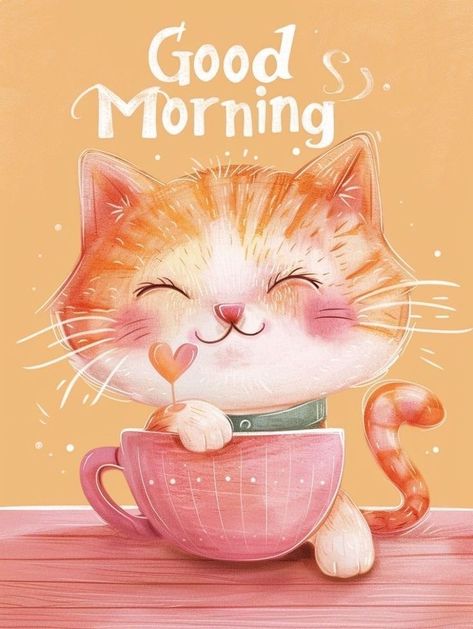 Good Morning Cute Animals, Cartoon Kittens, Happy Monday Images, Good Morning Angel, Good Morning Monday Images, Good Morning Cat, Happy Monday Morning, Monday Images, Good Monday Morning