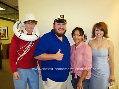 Homemade Gilligan's Island Group Costume: Here is a brief overview of how each went about making their Gilligan's Island Group Costume.  Gilligan: Gilligan went in search of his clothing at a local Maryanne From Gilligans Island, Maryann Gilligan's Island Costume, Gilligans Island Costume Group, Gillian’s Island Costume, Gilligans Island Costume, Homemade Group Halloween Costumes, Island Party Decorations, Ginger Gilligans Island, Tv Character Costumes