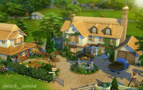 Sims 4 Cottage Farmhouse, Sims 4 Farm Cottage, Sims 4 Big Farmhouse, Sims 4 Large Cottage, Sims 4 Cottage Living Farm, Sims 4 Gardener House, Sims 4 Farm, Sims 4 Cottage Living, Farmhouse Blueprints