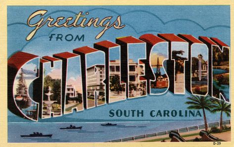 {Postcard Send Off} | Life, Miracles and all the hassles in-between find out details @ https://mypurplepineapple.wordpress.com/2015/04/22/postcard-send-off/ South Carolina Art, City Postcard, Travel Postcard, Postcard Art, Charleston South Carolina, American Cities, United States Travel, Photo Postcards, Vintage Postcard