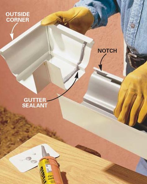 Gutter Replacement: How to Install Gutters | Family Handyman House Gutters, Diy Gutters, Seamless Gutters, Gutter Repair, Roof Flashing, How To Install Gutters, Rain Gutters, Home Fix, Cleaning Gutters