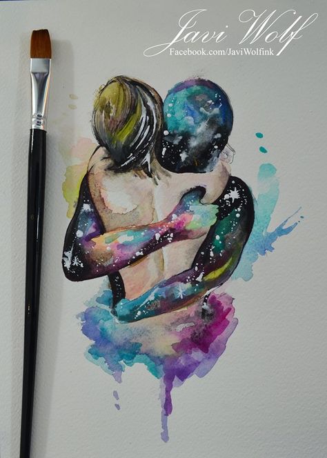 Doesn't it feel sublime when the universe gives us a hug? (Watercolor by Javi Wolf)  | Bohemian Bliss ▽△ Art Zine, Easy Acrylic Painting, Romantic Art, Futurism, Painting Art Projects, Art Drawings Sketches, 그림 그리기, Abstract Art Painting, Painting Inspiration