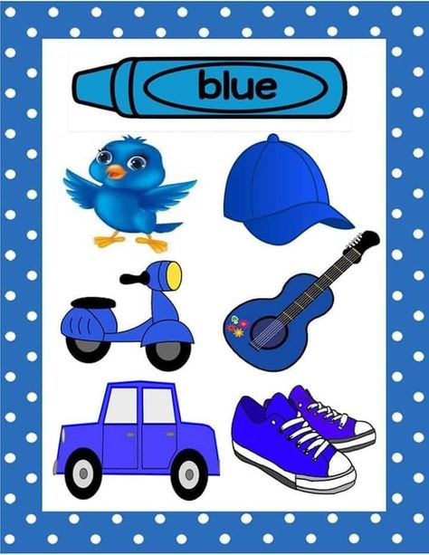 Things That Are Blue Preschool, Color Activities Kindergarten, Spring Kindergarten Activities, Preschool Color Activities, Kindergarten Colors, Color Flashcards, Preschool Colors, Teaching Colors, Flashcards For Kids