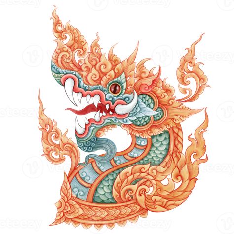 Phaya Naga, Thai Dragon, Amazing Tattoos, Spiritual Artwork, Thai Art, Dress Sewing Patterns, Free Png, Doodle Art, Cool Tattoos