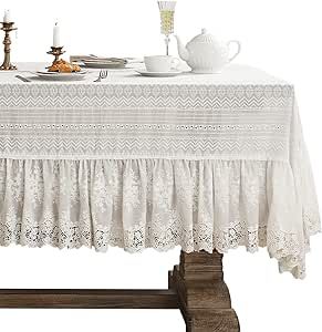 Tablecloth Design, Decorations For Wedding, Rustic Fabric, Lace Table, Lace Tablecloth, Theme Color, Vintage Tablecloths, Rectangle Table, Shabby Chic Style