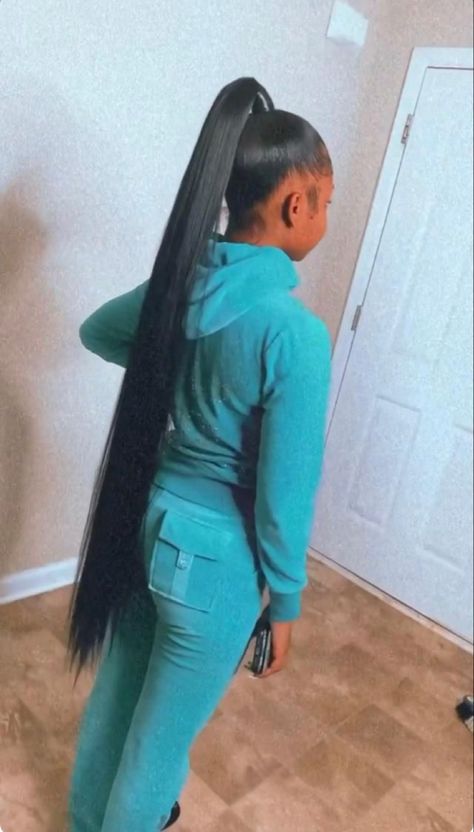 High Ponytail Hairstyles For Black Women Weave Straight, 40 Inch Ponytail, 30 Inch Ponytail Weave, High Ponytail Weave Black Women, Ponytail With Color Weave, Long Straight Hair Ponytail, Long Ponytail Black Women, Slick Up Ponytail Weave, Ponytail With Straight Hair